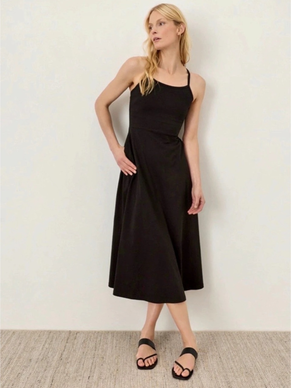 PACT Fit & Flare Midi Dress Black Medium